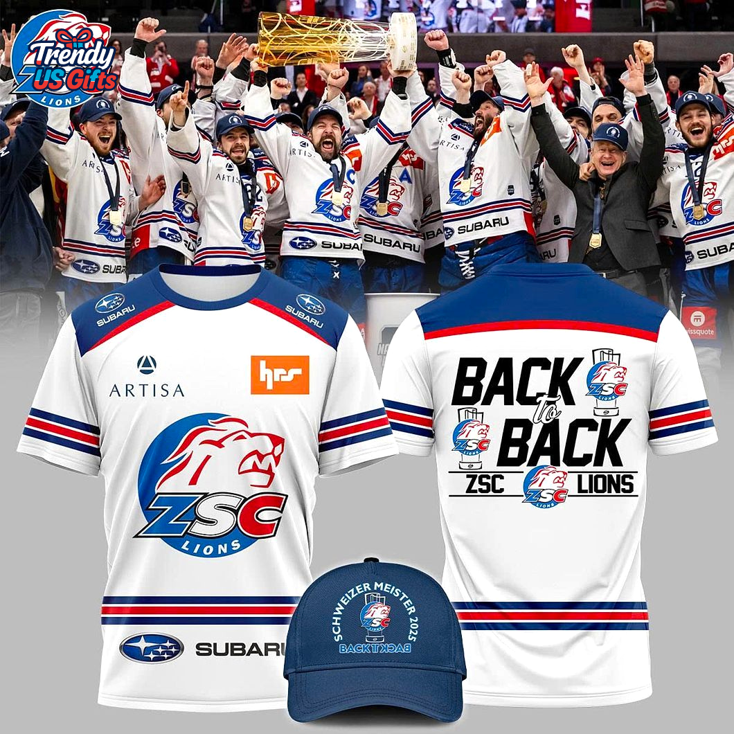 ZSC Lions Back-to-Back Champions 2025 Special White T-Shirt ZSC Lions Back-to-Back Champions 2025 Special White T-Shirt