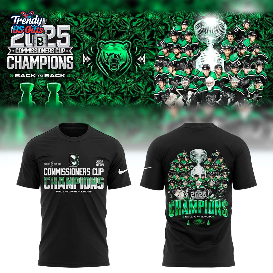 Binghamton Black Bears Commissioner’s Cup Finals 2025 Black T-Shirt Binghamton Black Bears Commissioner’s Cup Finals 2025 Black T-Shirt