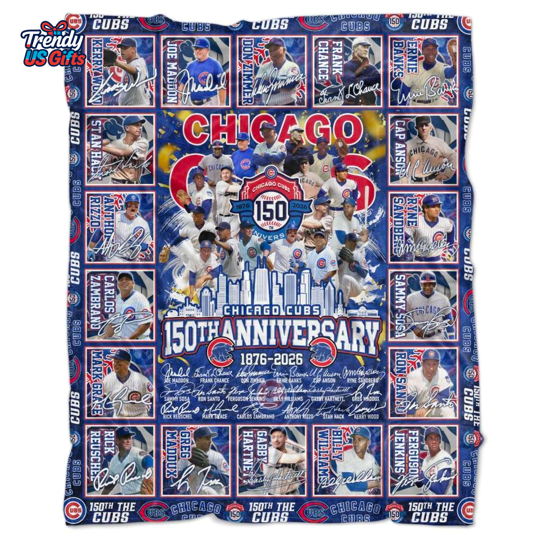 Chicago Cubs 150th Anniversary 1876-2026 Fleece Blanket Chicago Cubs 150th Anniversary 1876-2026 Fleece Blanket