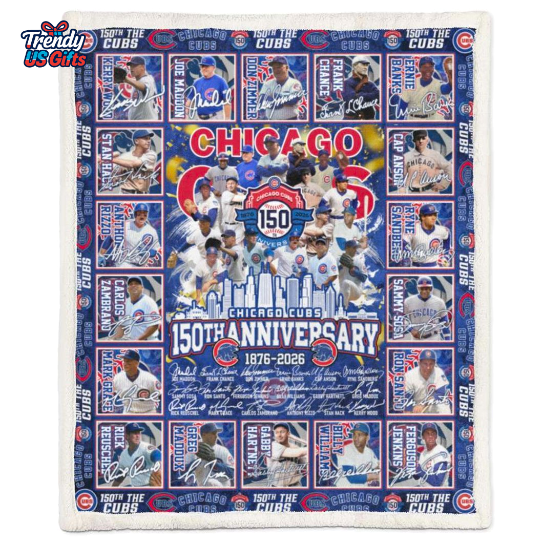 Chicago Cubs 150th Anniversary 1876-2026 Fleece Blanket Chicago Cubs 150th Anniversary 1876-2026 Fleece Blanket
