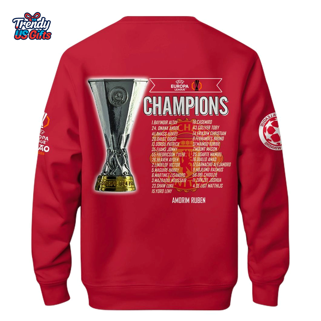 Manchester Utd Champions Europa League 2025 Red Special Sweatshirt Manchester Utd Champions Europa League 2025 Red Special Sweatshirt
