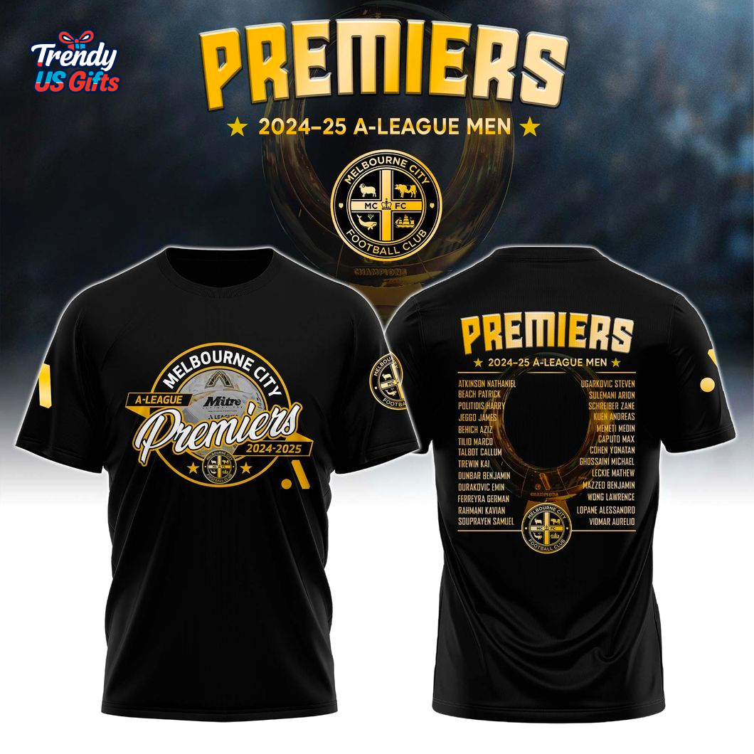 Melbourne City 2025 A League Champions Black T-Shirt Melbourne City 2025 A League Champions Black T-Shirt