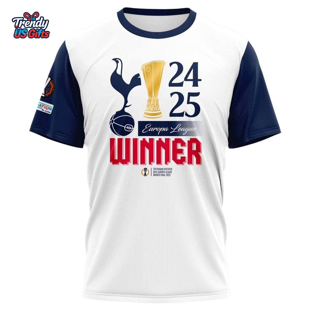 Tottenham UEFA Europa League 2025 Champions Limited Edition 3D T-Shirt Tottenham UEFA Europa League 2025 Champions Limited Edition 3D T-Shirt