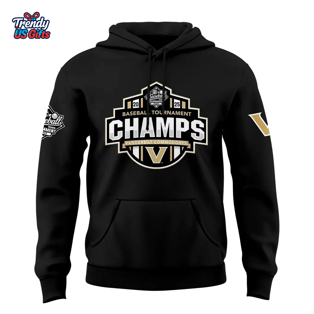 Vanderbilt Commodores 2025 SEC Baseball Champions Hoodie Vanderbilt Commodores 2025 SEC Baseball Champions Hoodie
