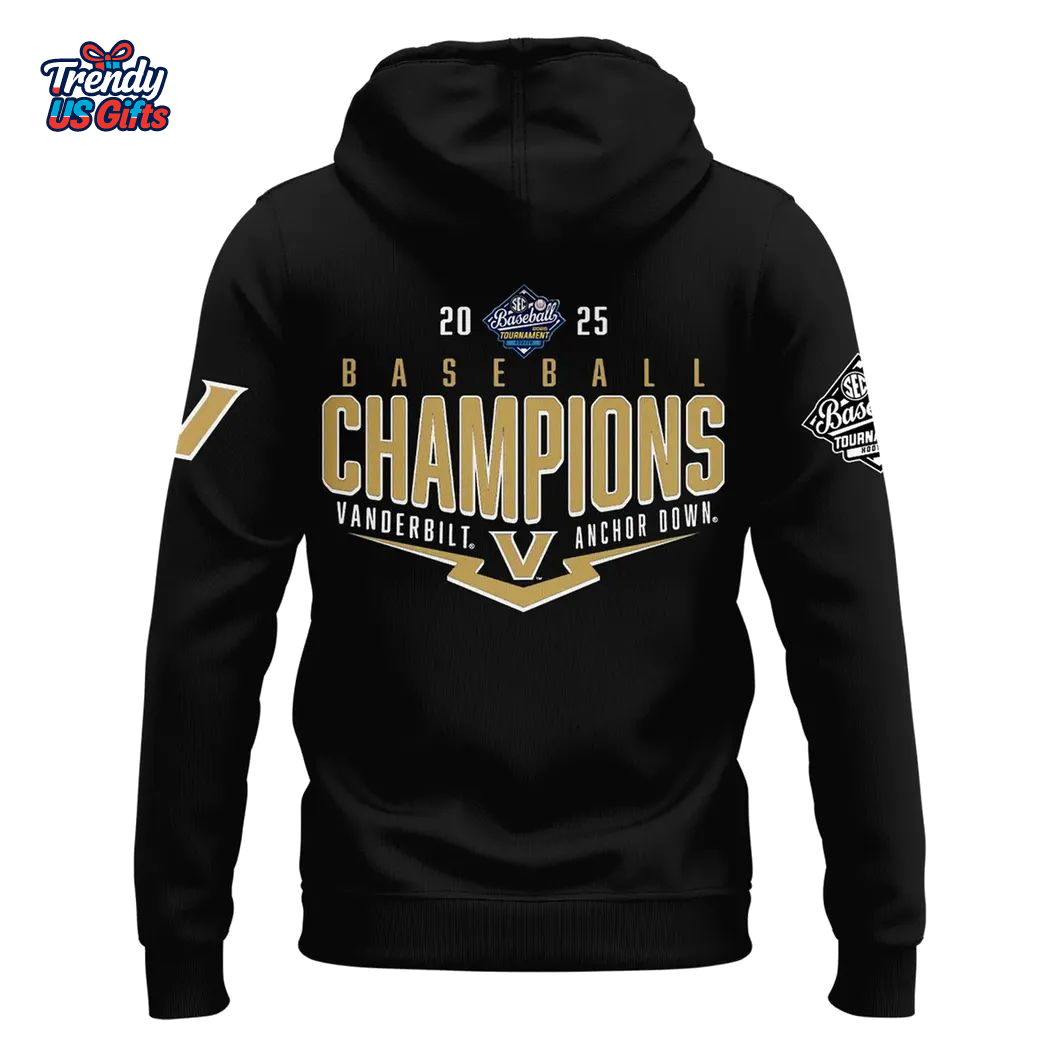 Vanderbilt Commodores 2025 SEC Baseball Champions Hoodie Vanderbilt Commodores 2025 SEC Baseball Champions Hoodie