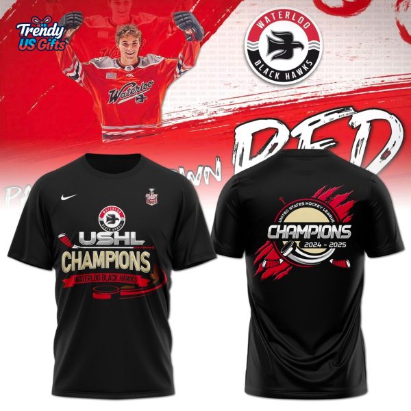 Waterloo Black Hawks 2025 Clark Cup Champions For Fans T-Shirt