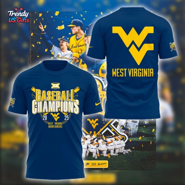 West Virginia Mountaineers Baseball Champions 2025 Navy T-Shirt