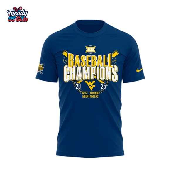 West Virginia Mountaineers Baseball Champions 2025 Navy T-Shirt
