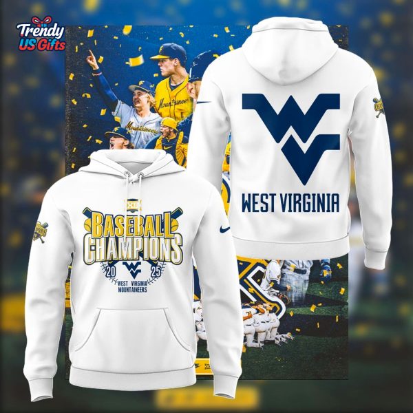 West Virginia Mountaineers WVU Big 12 Champions 2025 White Hoodie