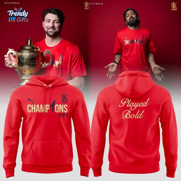 RCB 2025 Champions Tata Indian Premier League For Fans Red Hoodie