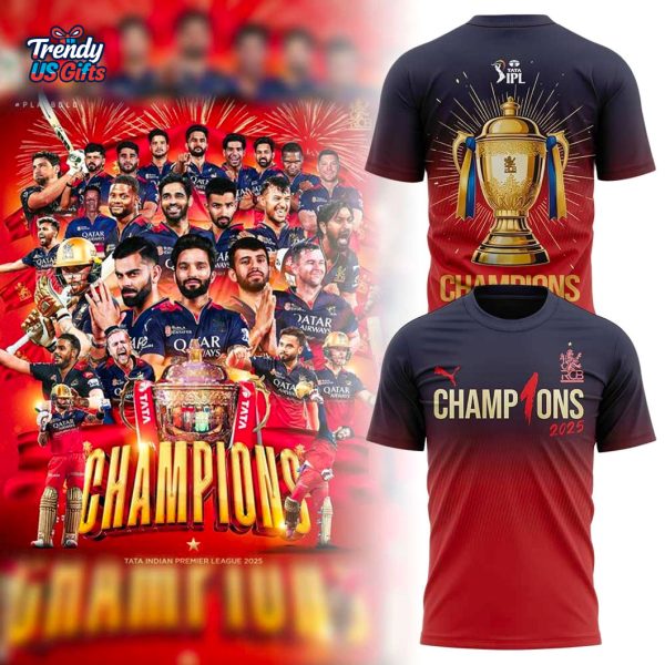 RCB Champion 2025 Tata Indian Premier League Cup Champions T-Shirt
